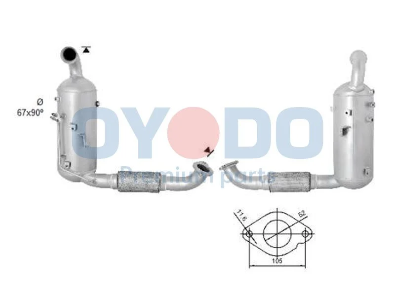 Soot/Particulate Filter, exhaust system Oyodo 20N0140-OYO