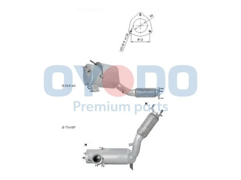 Filtro de partículas de fuligem, sistema de escape Oyodo 20N0146-OYO