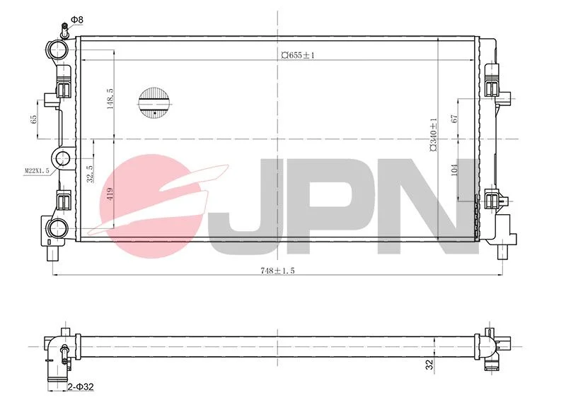 Radiator, engine cooling JPN 60C9064-JPN