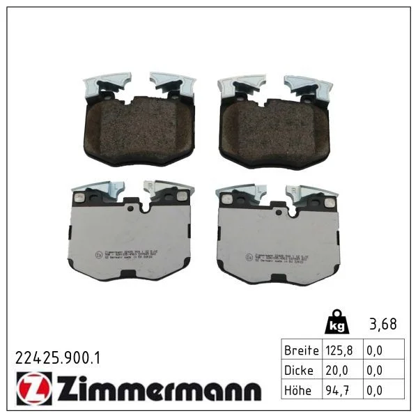 Stabdžių trinkelių rinkinys, diskinis stabdys ZIMMERMANN 22425.900.1