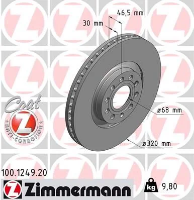 Disco de Travão ZIMMERMANN 100.1249.20