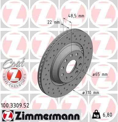 Brake Disc ZIMMERMANN 100.3309.52