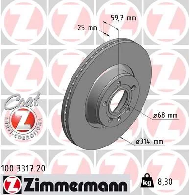 Brake Disc ZIMMERMANN 100.3317.20
