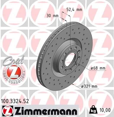 Disco de Travão ZIMMERMANN 100.3324.52