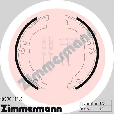 Conjunto de sapatas de travão, travão de estacionamento ZIMMERMANN 10990.114.0