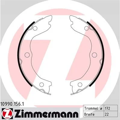 Conjunto de sapatas de travão, travão de estacionamento ZIMMERMANN 10990.156.1