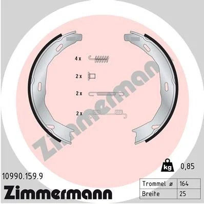 Conjunto de sapatas de travão, travão de estacionamento ZIMMERMANN 10990.159.9