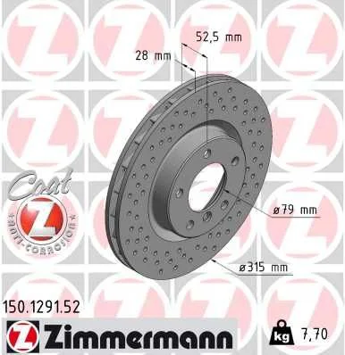 Brake Disc ZIMMERMANN 150.1291.52