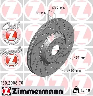 Stabdžių diskas ZIMMERMANN 150.2908.70