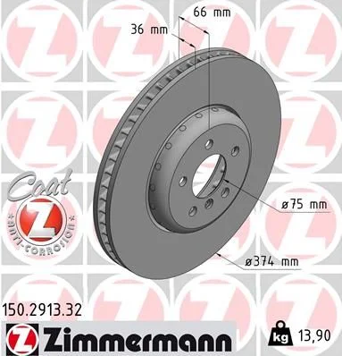 Brake Disc ZIMMERMANN 150.2913.32