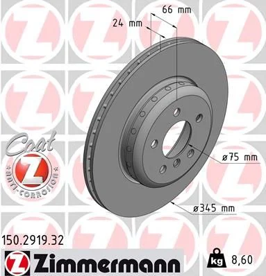 Stabdžių diskas ZIMMERMANN 150.2919.32