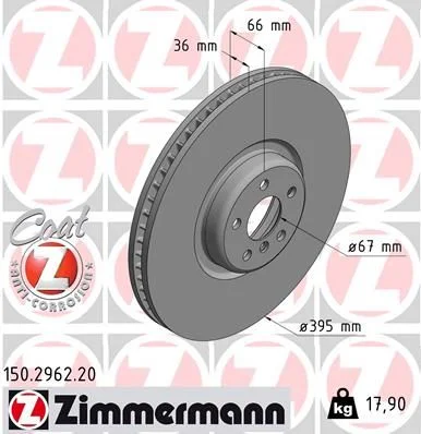 Stabdžių diskas ZIMMERMANN 150.2962.20