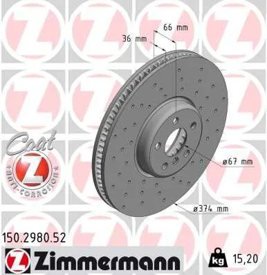 Stabdžių diskas ZIMMERMANN 150.2980.52