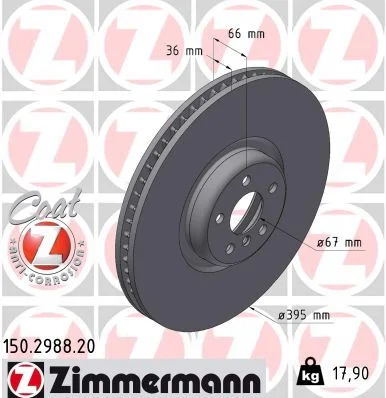 Stabdžių diskas ZIMMERMANN 150.2988.20