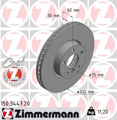 Disco de Travão ZIMMERMANN 150.3447.20