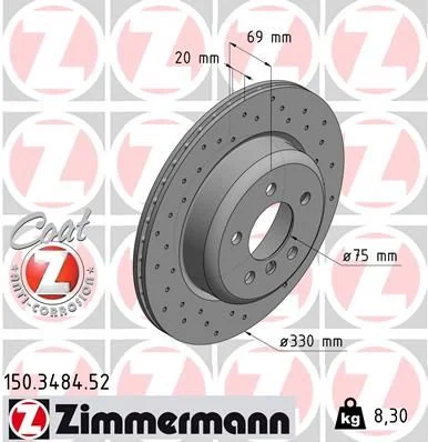 Brake Disc ZIMMERMANN 150.3484.52