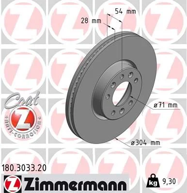 Disco de Travão ZIMMERMANN 180.3033.20