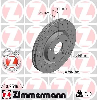 Disco de Travão ZIMMERMANN 200.2518.52