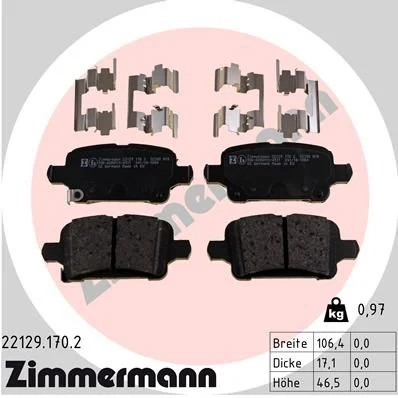 Conjunto de pastilhas de travão de disco ZIMMERMANN 22129.170.2