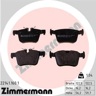 Conjunto de pastilhas de travão de disco ZIMMERMANN 22141.160.1