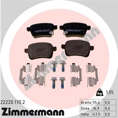 Brake Pad Set, disc brake ZIMMERMANN 22220.170.2