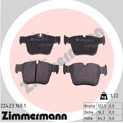 Conjunto de pastilhas de travão de disco ZIMMERMANN 22423.160.1