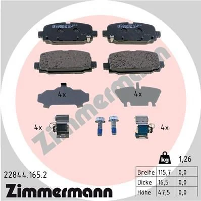 Brake Pad Set, disc brake ZIMMERMANN 22844.165.2