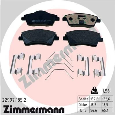 Conjunto de pastilhas de travão de disco ZIMMERMANN 22997.185.2
