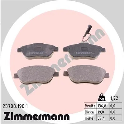 Conjunto de pastilhas de travão de disco ZIMMERMANN 23708.190.1