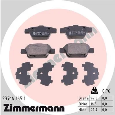 Conjunto de pastilhas de travão de disco ZIMMERMANN 23714.165.1