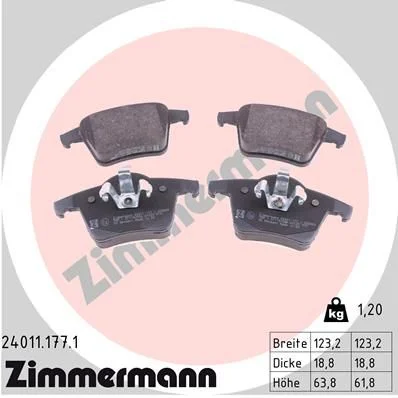 Conjunto de pastilhas de travão de disco ZIMMERMANN 24011.177.1