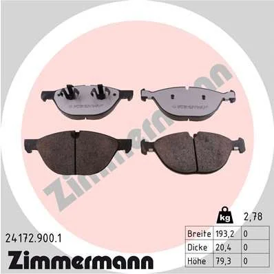 Stabdžių trinkelių rinkinys, diskinis stabdys ZIMMERMANN 24172.900.1