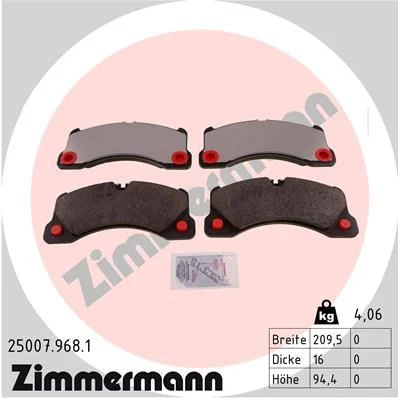 Stabdžių trinkelių rinkinys, diskinis stabdys ZIMMERMANN 25007.968.1