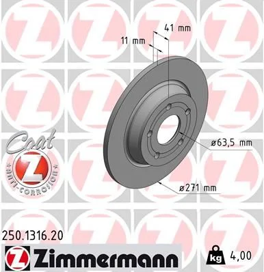 Brake Disc ZIMMERMANN 250.1316.20