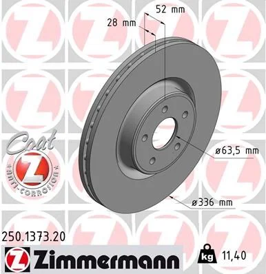Disco de Travão ZIMMERMANN 250.1373.20