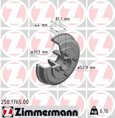 Tambor de Travão ZIMMERMANN 250.1765.00