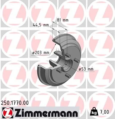 Tambor de Travão ZIMMERMANN 250.1770.00