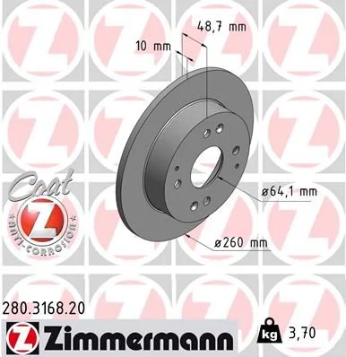 Brake Disc ZIMMERMANN 280.3168.20