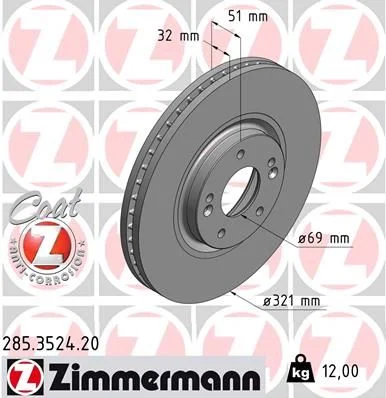 Disco de Travão ZIMMERMANN 285.3524.20