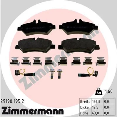 Brake Pad Set, disc brake ZIMMERMANN 29190.195.2