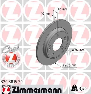 Brake Disc ZIMMERMANN 320.3815.20