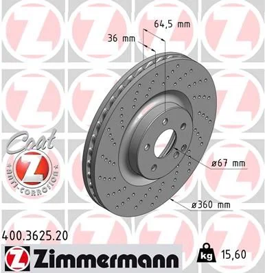 Disco de Travão ZIMMERMANN 400.3625.20
