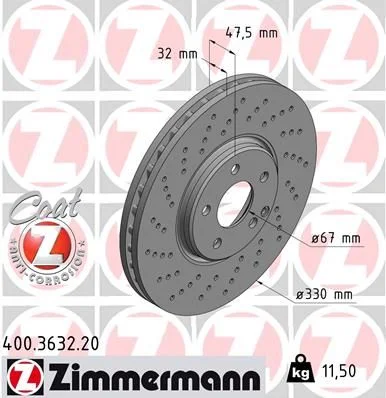 Disco de Travão ZIMMERMANN 400.3632.20