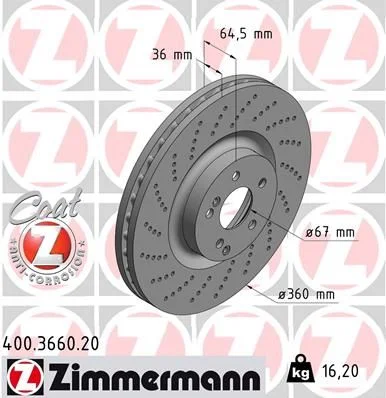 Brake Disc ZIMMERMANN 400.3660.20