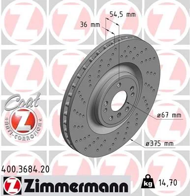 Disco de Travão ZIMMERMANN 400.3684.20