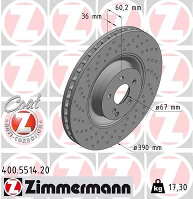 Stabdžių diskas ZIMMERMANN 400.5514.20