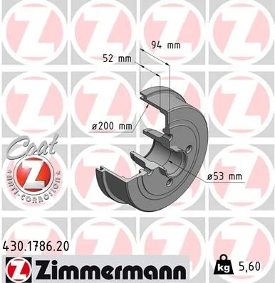 Tambor de Travão ZIMMERMANN 430.1786.20