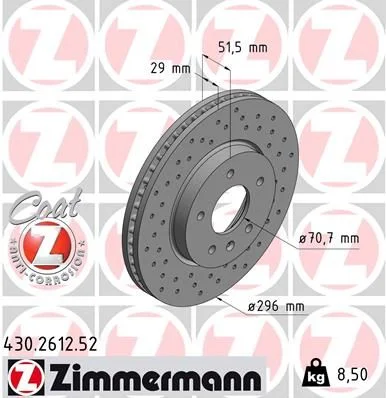 Brake Disc ZIMMERMANN 430.2612.52