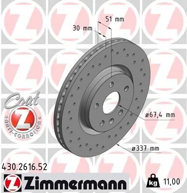 Brake Disc ZIMMERMANN 430.2616.52