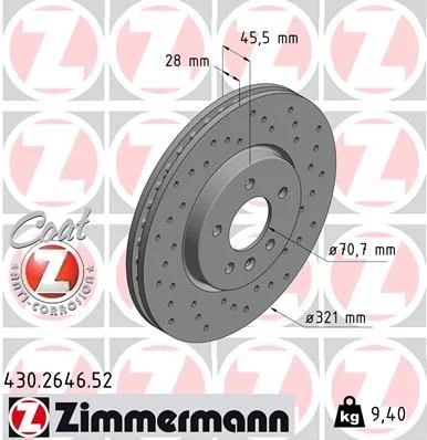 Disco de Travão ZIMMERMANN 430.2646.52